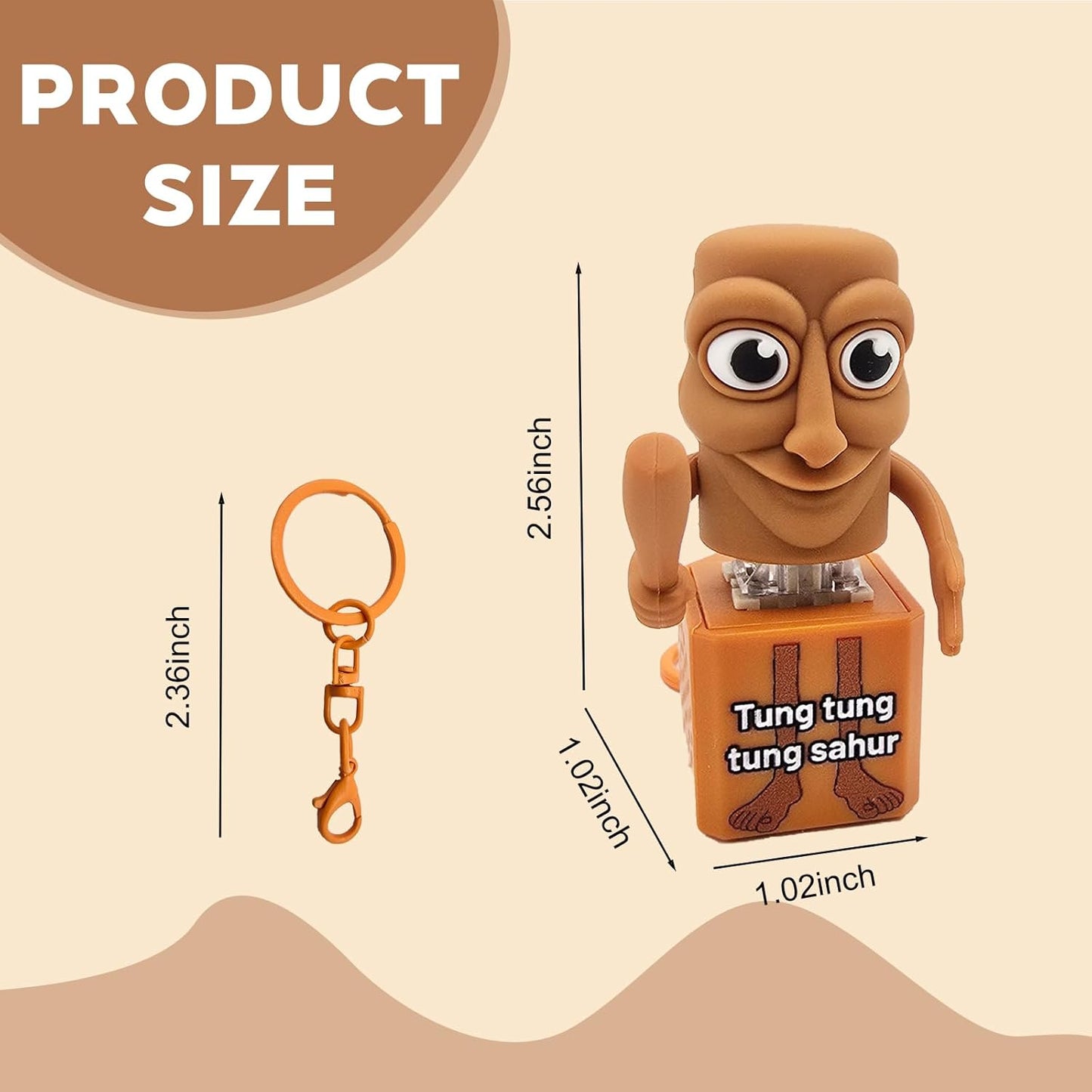 Tung Tung Tung Sahur Keyboard Clicker Fidget Keychain with Sound and LED Light, Italian Brainrot Keychain Toy Stress Relief for Adults(1pcs)