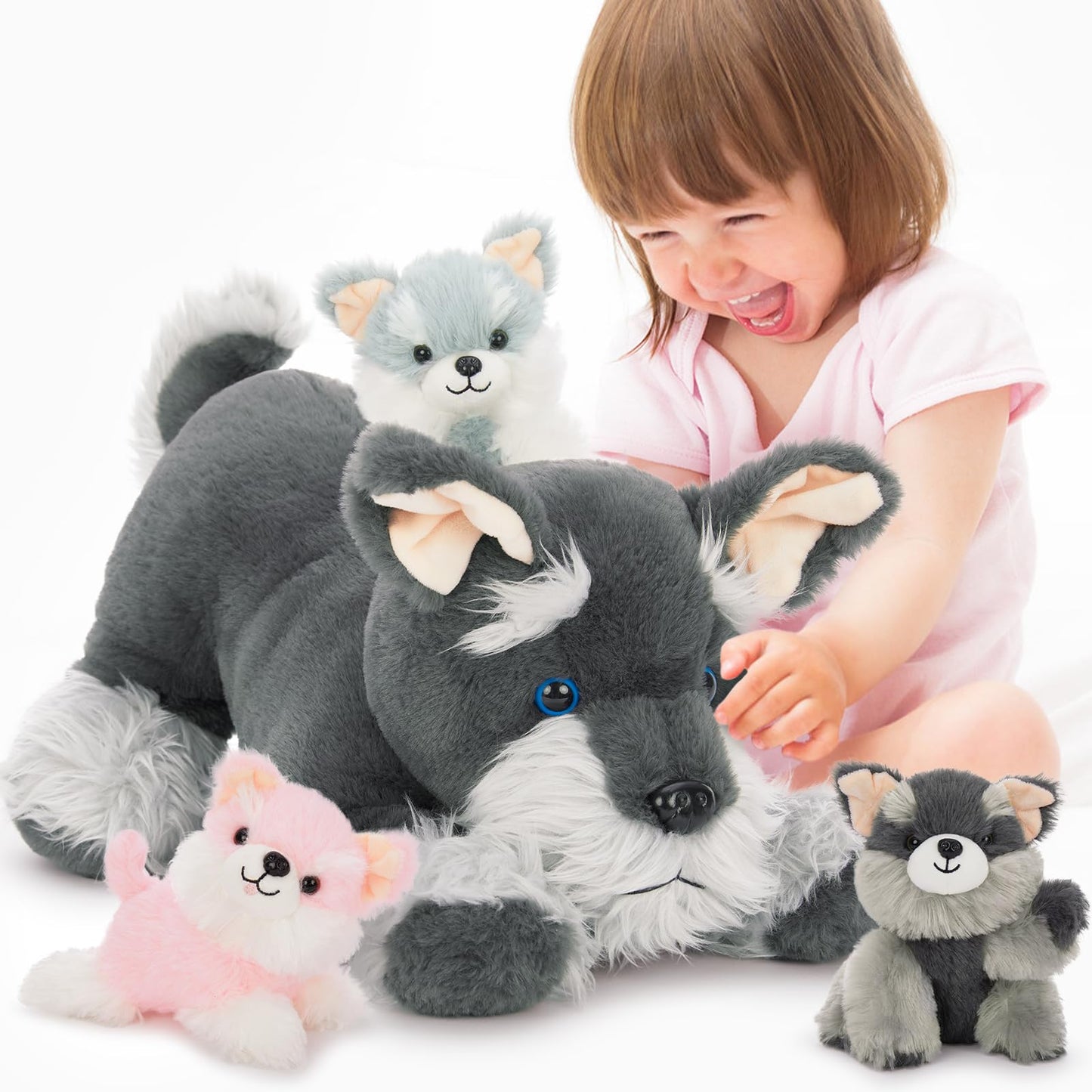 MorisMos Plush Alligator Stuffed Animal with Babies,23.6'' Mommy Stuffed Alligator with 3 Baby Crocodile Animals & 3 Plush Eggs,Lifelike Crocodile Toys for Kid 3-5 Birthday Decor