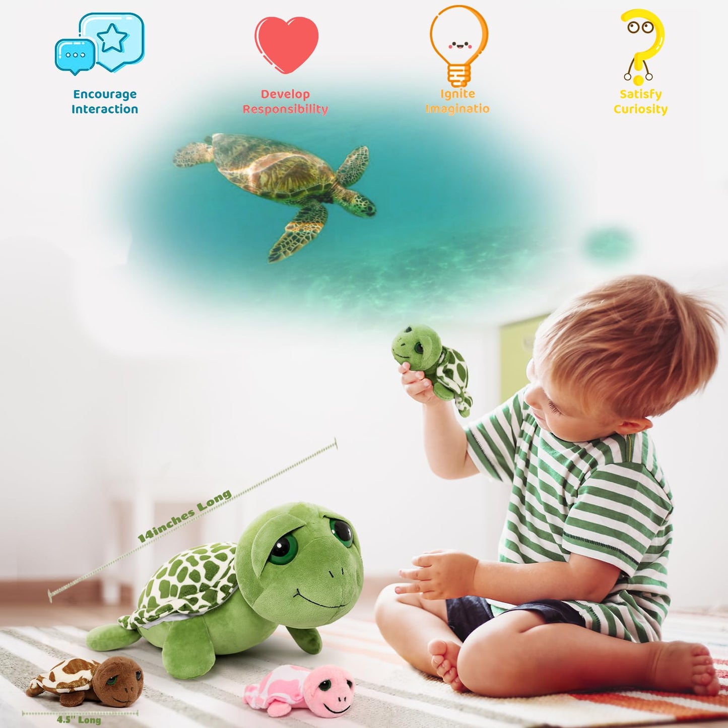 MorisMos Plush Alligator Stuffed Animal with Babies,23.6'' Mommy Stuffed Alligator with 3 Baby Crocodile Animals & 3 Plush Eggs,Lifelike Crocodile Toys for Kid 3-5 Birthday Decor