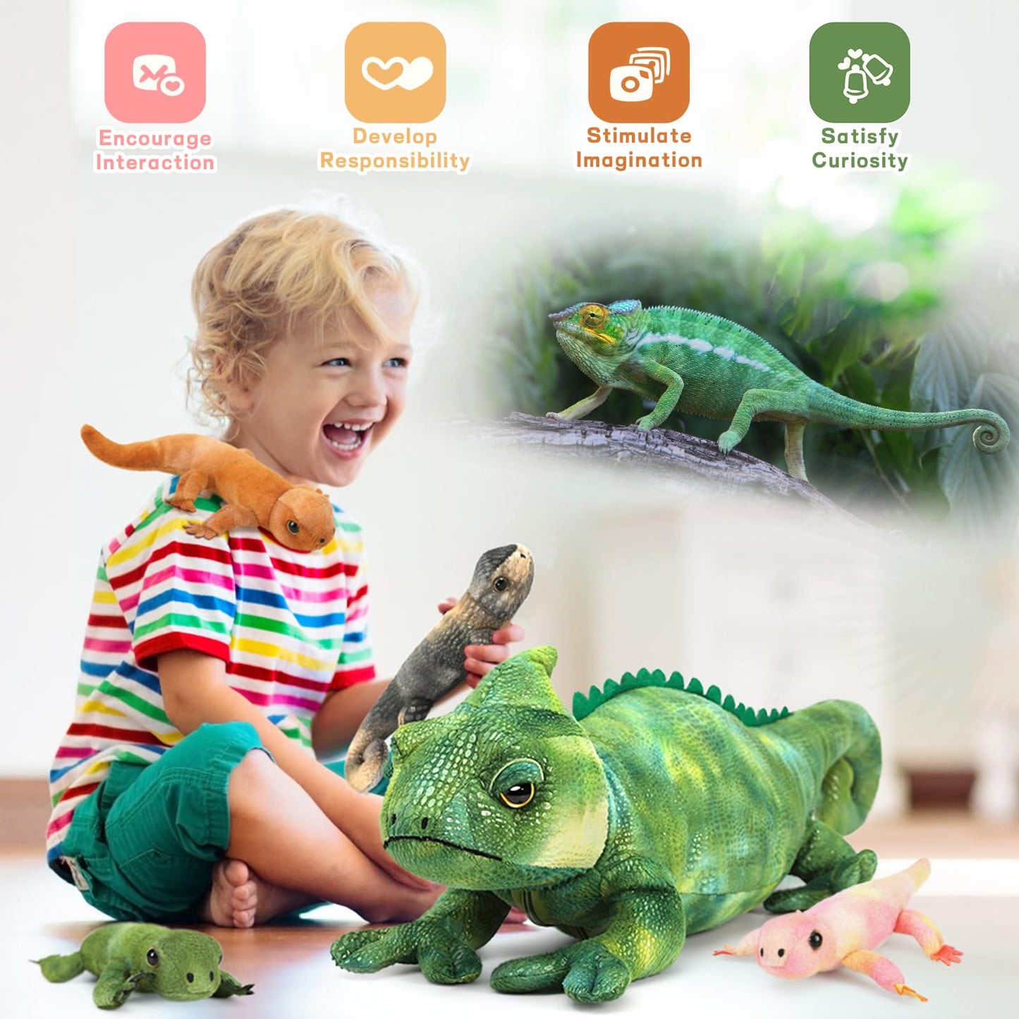 MorisMos Plush Alligator Stuffed Animal with Babies,23.6'' Mommy Stuffed Alligator with 3 Baby Crocodile Animals & 3 Plush Eggs,Lifelike Crocodile Toys for Kid 3-5 Birthday Decor