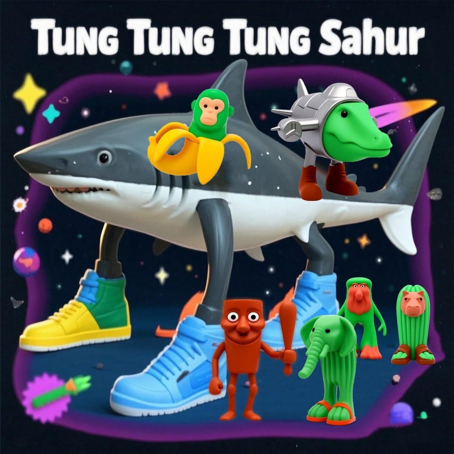 24pcs Italian Brainrot Toys, Tralalero Tralala Action Figure,Brainrot Meme Shark Figures Toys 2.5in,Funny Animals,Unique Key Chain,Decorations Gifts for Fans Office Room Figurine Decor Italian Brainrot