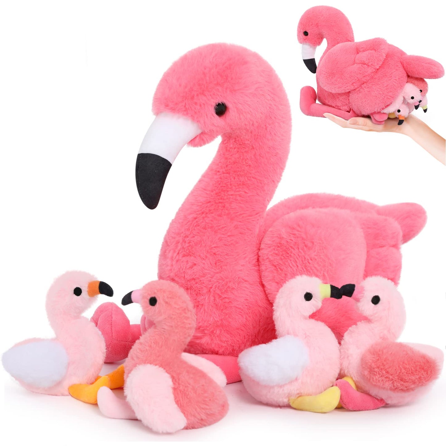 MorisMos Plush Alligator Stuffed Animal with Babies,23.6'' Mommy Stuffed Alligator with 3 Baby Crocodile Animals & 3 Plush Eggs,Lifelike Crocodile Toys for Kid 3-5 Birthday Decor