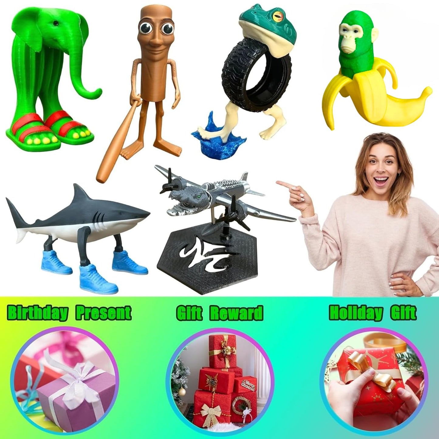 Tralalero Tralala Decoration, Meme Shark Figurines, Creative 3D Italian Brainrot Shark in Sneakers, Collectible Figurine Gifts for Fans (White) Italian Brainrot