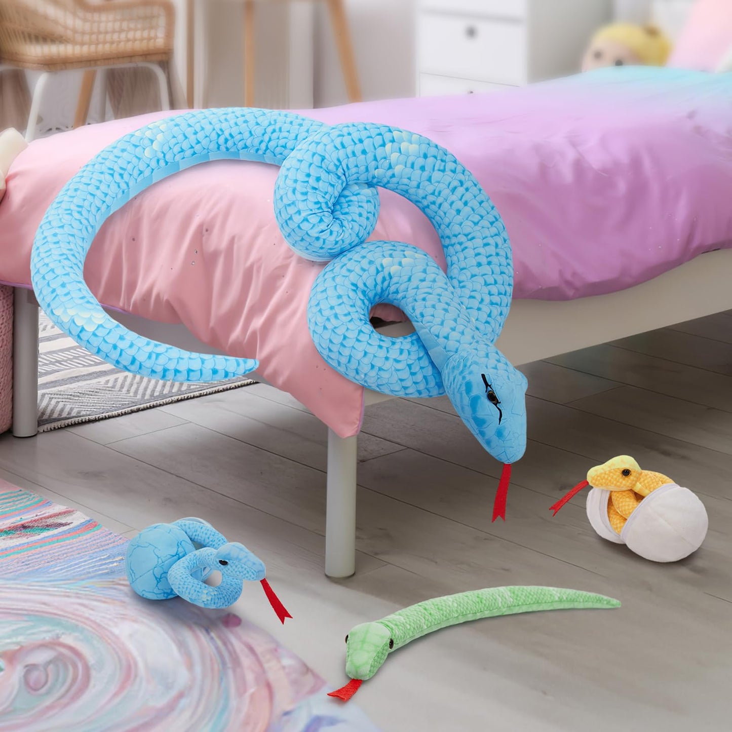 MorisMos Plush Alligator Stuffed Animal with Babies,23.6'' Mommy Stuffed Alligator with 3 Baby Crocodile Animals & 3 Plush Eggs,Lifelike Crocodile Toys for Kid 3-5 Birthday Decor