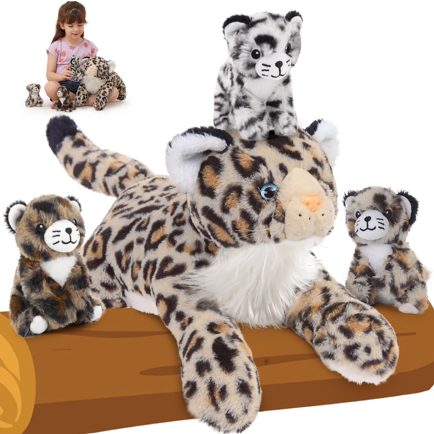MorisMos Plush Alligator Stuffed Animal with Babies,23.6'' Mommy Stuffed Alligator with 3 Baby Crocodile Animals & 3 Plush Eggs,Lifelike Crocodile Toys for Kid 3-5 Birthday Decor
