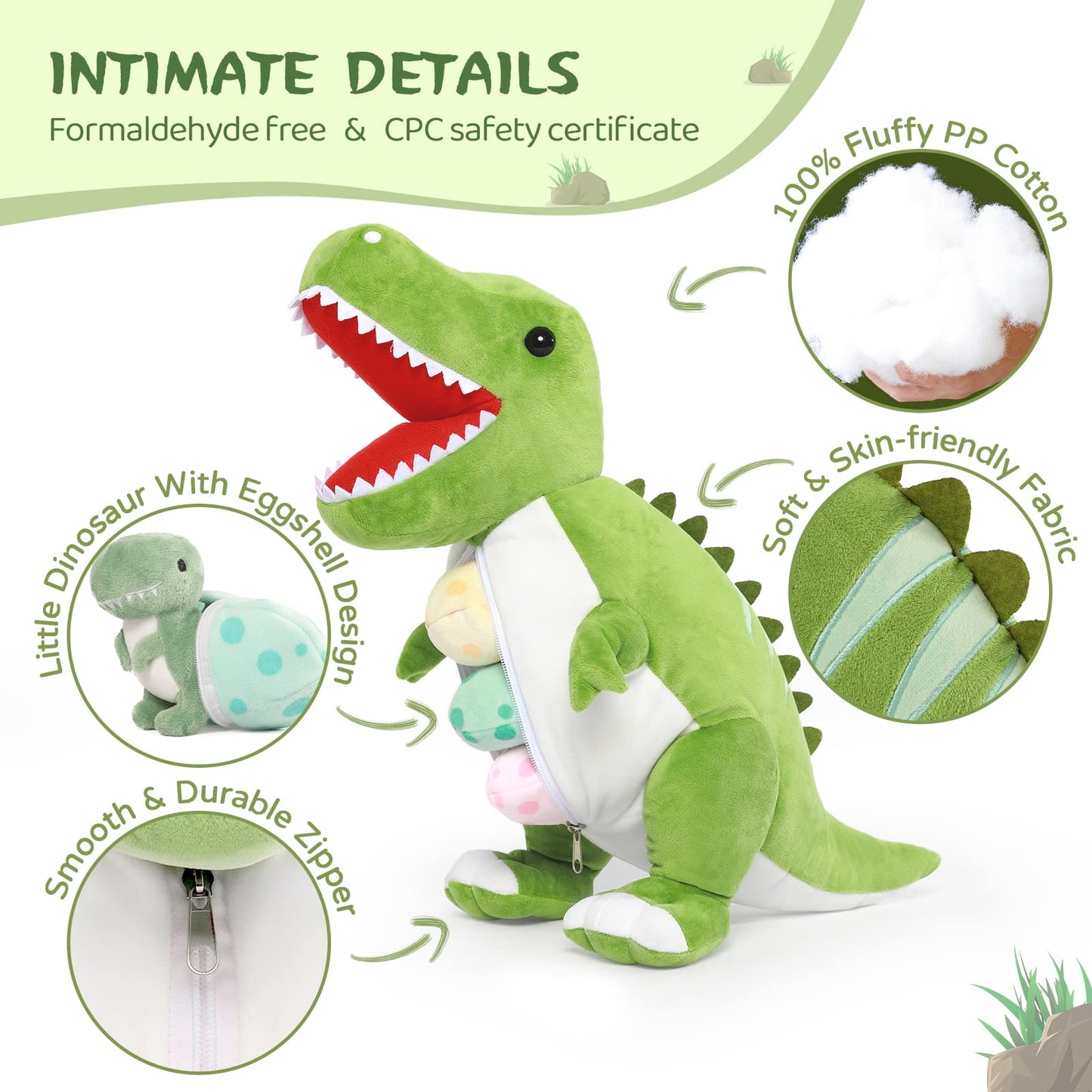 MorisMos Plush Alligator Stuffed Animal with Babies,23.6'' Mommy Stuffed Alligator with 3 Baby Crocodile Animals & 3 Plush Eggs,Lifelike Crocodile Toys for Kid 3-5 Birthday Decor