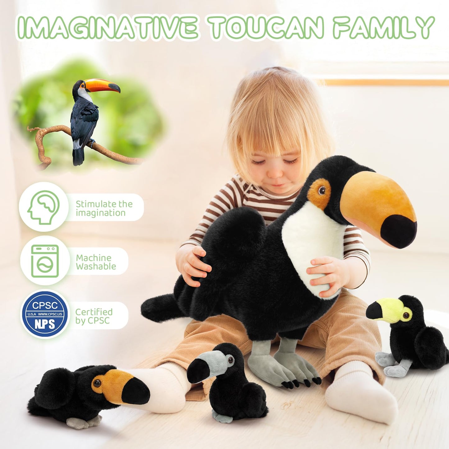 MorisMos Plush Alligator Stuffed Animal with Babies,23.6'' Mommy Stuffed Alligator with 3 Baby Crocodile Animals & 3 Plush Eggs,Lifelike Crocodile Toys for Kid 3-5 Birthday Decor
