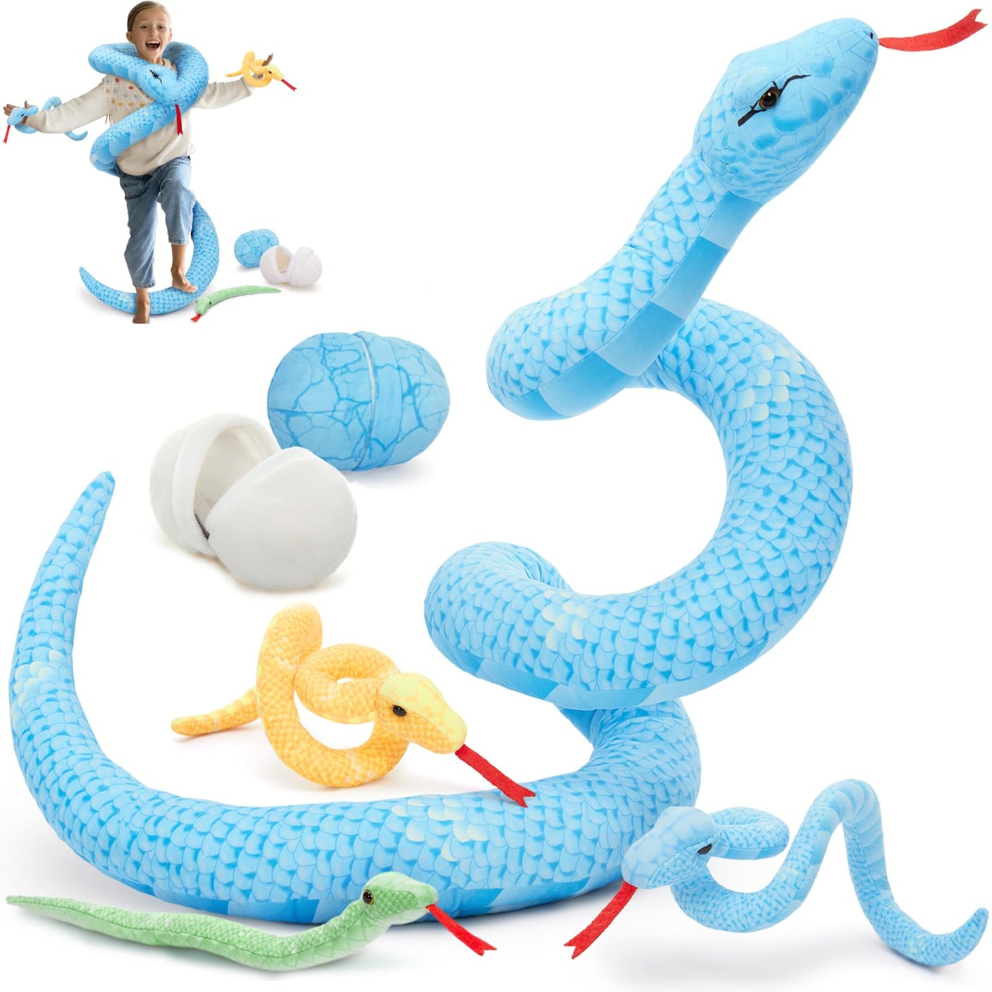 MorisMos Plush Alligator Stuffed Animal with Babies,23.6'' Mommy Stuffed Alligator with 3 Baby Crocodile Animals & 3 Plush Eggs,Lifelike Crocodile Toys for Kid 3-5 Birthday Decor