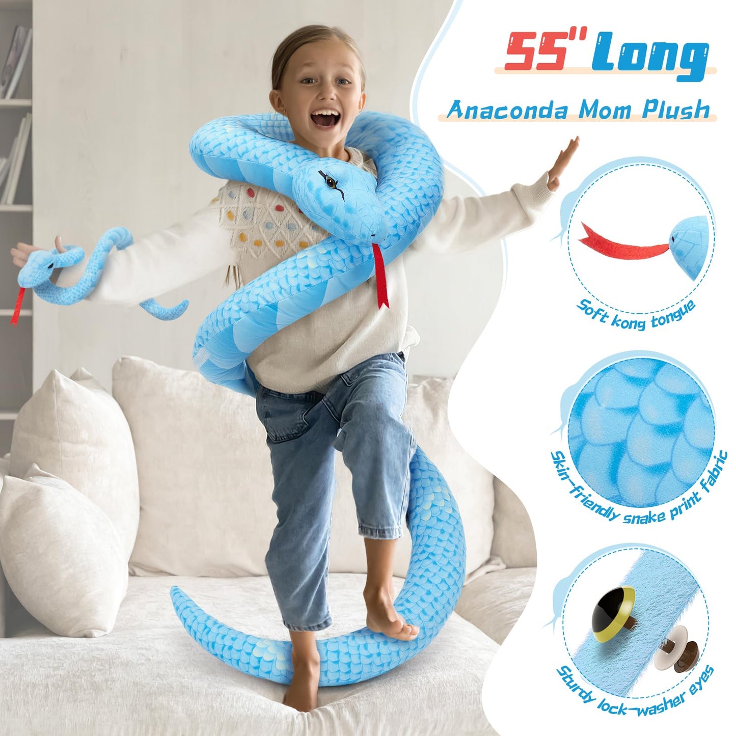 MorisMos Plush Alligator Stuffed Animal with Babies,23.6'' Mommy Stuffed Alligator with 3 Baby Crocodile Animals & 3 Plush Eggs,Lifelike Crocodile Toys for Kid 3-5 Birthday Decor