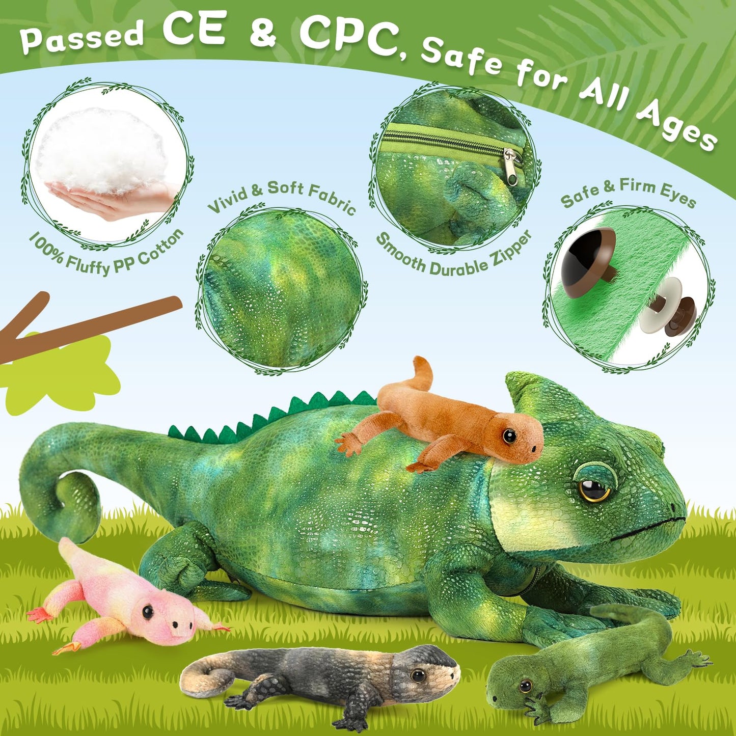MorisMos Plush Alligator Stuffed Animal with Babies,23.6'' Mommy Stuffed Alligator with 3 Baby Crocodile Animals & 3 Plush Eggs,Lifelike Crocodile Toys for Kid 3-5 Birthday Decor