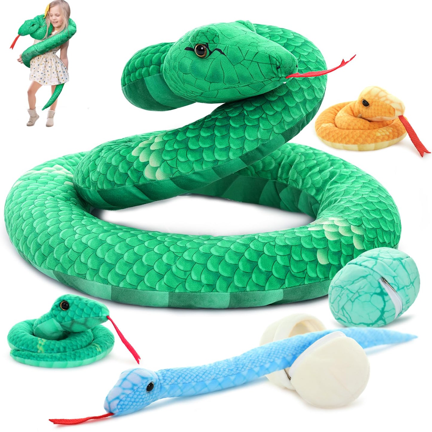 MorisMos Plush Alligator Stuffed Animal with Babies,23.6'' Mommy Stuffed Alligator with 3 Baby Crocodile Animals & 3 Plush Eggs,Lifelike Crocodile Toys for Kid 3-5 Birthday Decor
