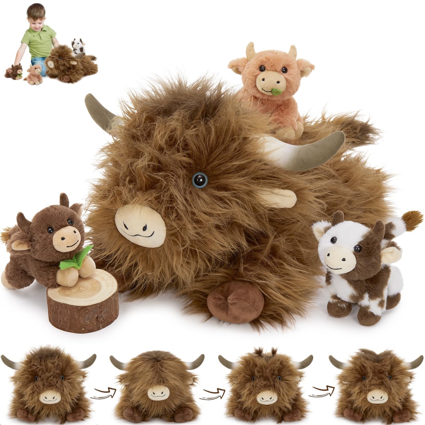 MorisMos Plush Alligator Stuffed Animal with Babies,23.6'' Mommy Stuffed Alligator with 3 Baby Crocodile Animals & 3 Plush Eggs,Lifelike Crocodile Toys for Kid 3-5 Birthday Decor