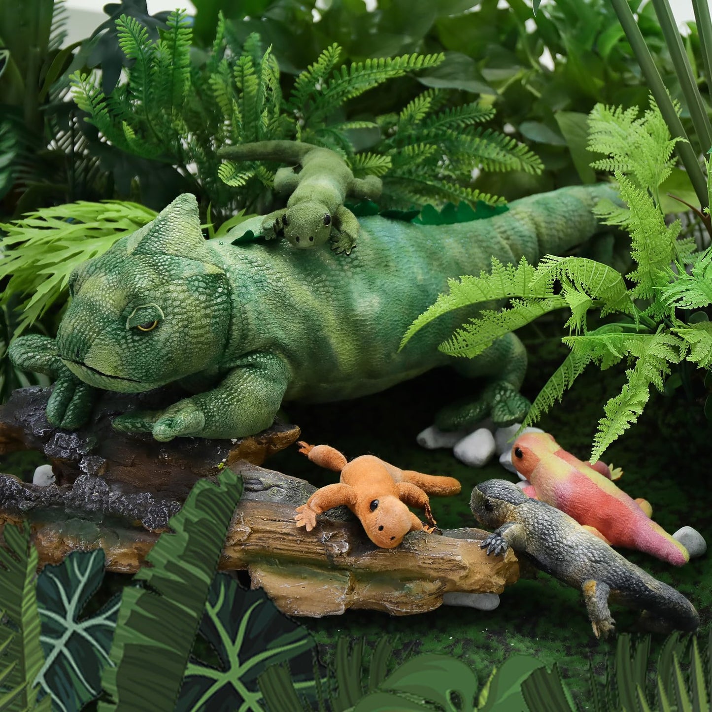 MorisMos Plush Alligator Stuffed Animal with Babies,23.6'' Mommy Stuffed Alligator with 3 Baby Crocodile Animals & 3 Plush Eggs,Lifelike Crocodile Toys for Kid 3-5 Birthday Decor