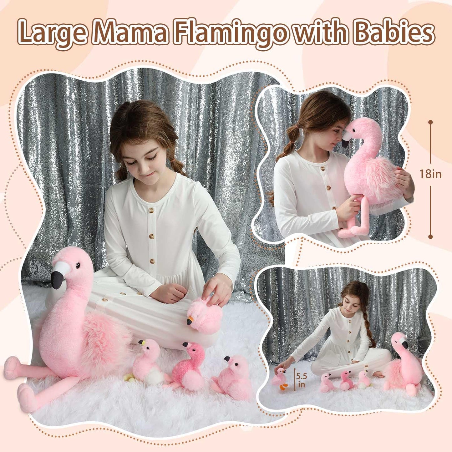 MorisMos Plush Alligator Stuffed Animal with Babies,23.6'' Mommy Stuffed Alligator with 3 Baby Crocodile Animals & 3 Plush Eggs,Lifelike Crocodile Toys for Kid 3-5 Birthday Decor