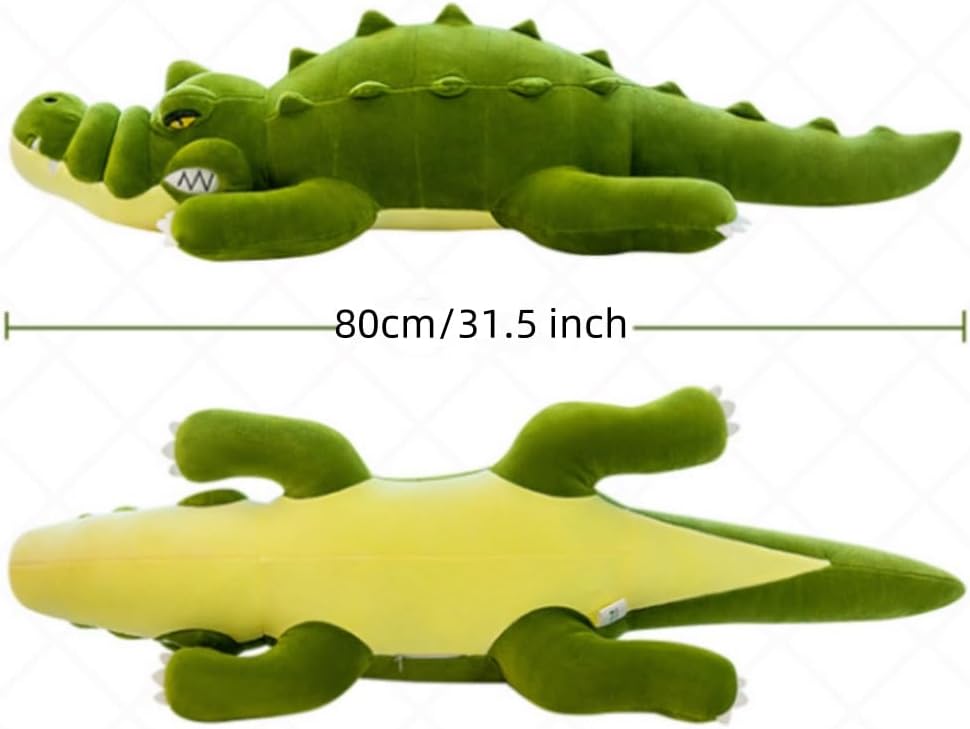 31 Inch/80cm Crocodile Big Hugging Pillow, Cute Alligator Plush Stuffed Animal,Crocodile Plush Toy Sleeping Long Pillow Toy Gifts for Kids, Birthday, Christmas, Green Italian Brainrot