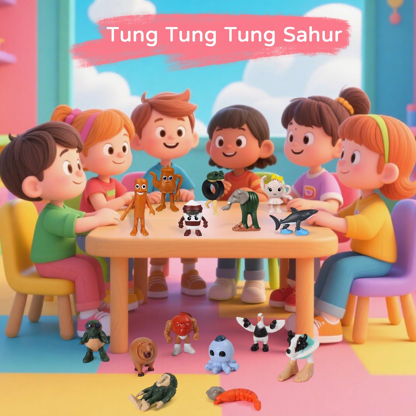 24PCS Italian Brainrot Meme Shark Figures Toys, 1.8 Inch Tralalero Tralala Action Figure, Tung Tung Tung Sahur Doll, Kids Birthday Party Favors Gift Italian Brainrot