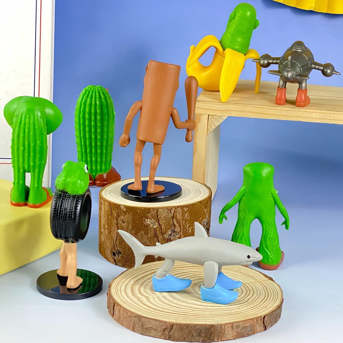 24PCS Italian Brainrot Meme Shark Figures Toys, 1.8 Inch Tralalero Tralala Action Figure, Tung Tung Tung Sahur Doll, Kids Birthday Party Favors Gift Italian Brainrot