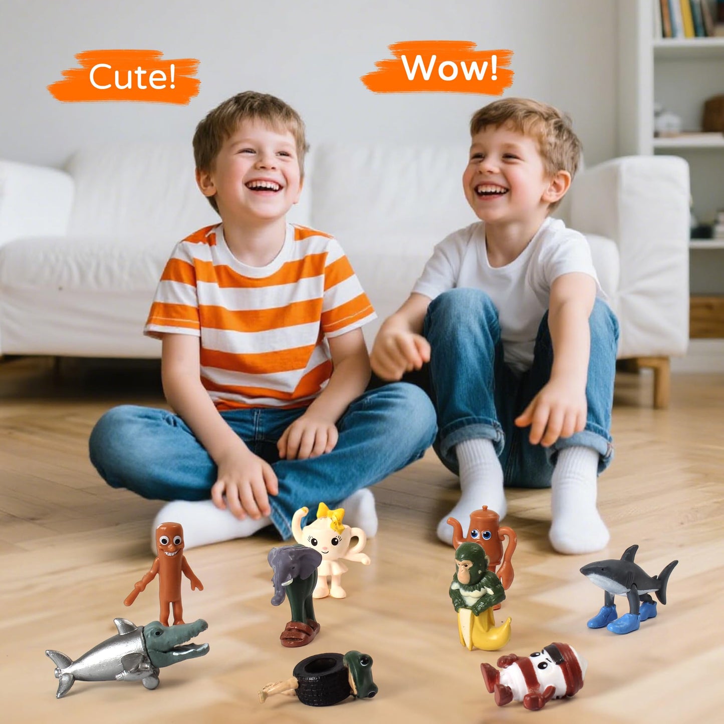 24PCS Italian Brainrot Meme Shark Figures Toys, 1.8 Inch Tralalero Tralala Action Figure, Tung Tung Tung Sahur Doll, Kids Birthday Party Favors Gift Italian Brainrot