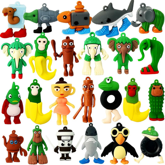 24pcs Italian Brainrot Toys, Tralalero Tralala Action Figure,Brainrot Meme Shark Figures Toys 2.5in,Funny Animals,Unique Key Chain,Decorations Gifts for Fans Office Room Figurine Decor Italian Brainrot