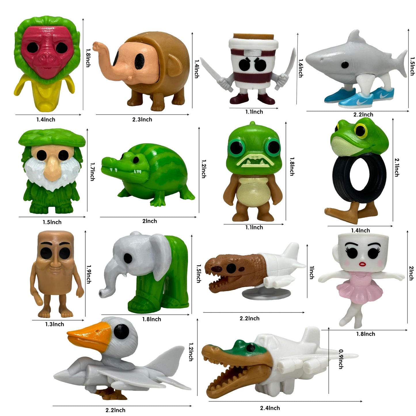 14 Pcs Italian Brainrot Action Figures,Cute Italian Brainrot Toy Cartoon Cake Toppers Birthday Decorations Gift for Game Fans Office Room Figurine Decor Italian Brainrot