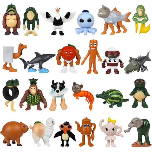 24PCS Italian Brainrot Meme Shark Figures Toys, 1.8 Inch Tralalero Tralala Action Figure, Tung Tung Tung Sahur Doll, Kids Birthday Party Favors Gift Italian Brainrot