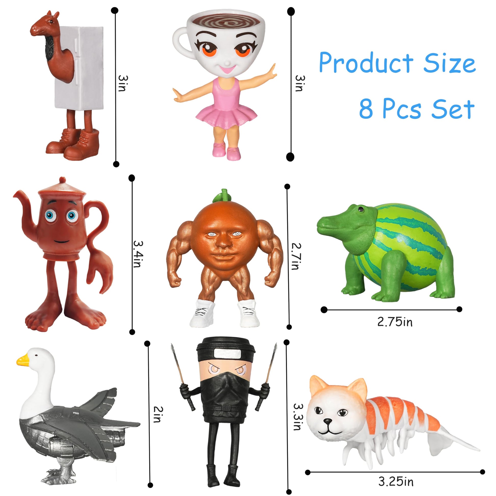 14 Pcs Italian Brainrot Action Figures,Cute Italian Brainrot Toy Cartoon Cake Toppers Birthday Decorations Gift for Game Fans Office Room Figurine Decor Italian Brainrot